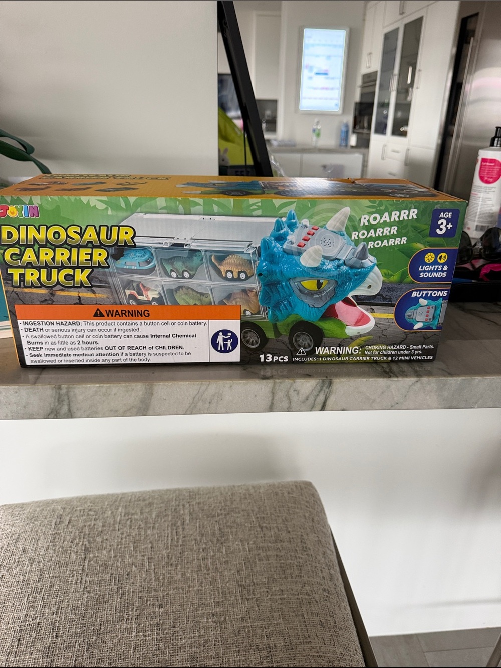Blue Dinosaur Carrier Truck Toy with Lights & Sounds by (Brand Unclear)